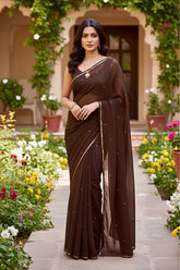 Shades of Brown Sequins Spread & Border