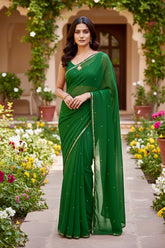 Shades of Green Sequins Spread & Border