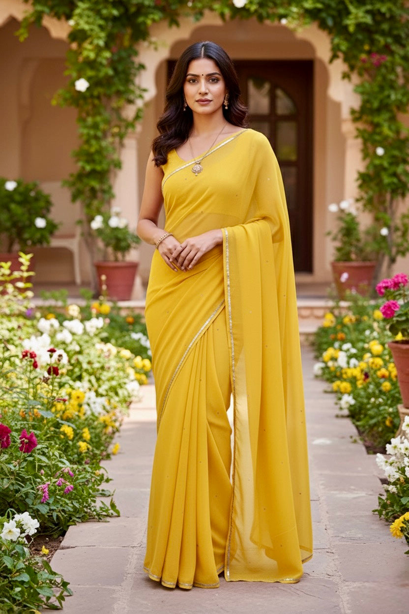 Shades of Yellow Sequins Spread & Border