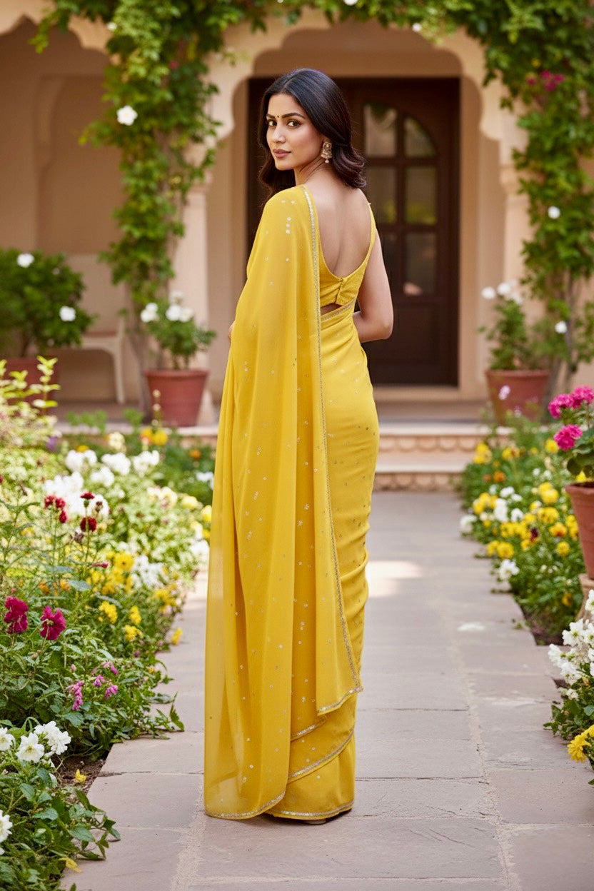 Shades of Yellow Sequins Spread & Border