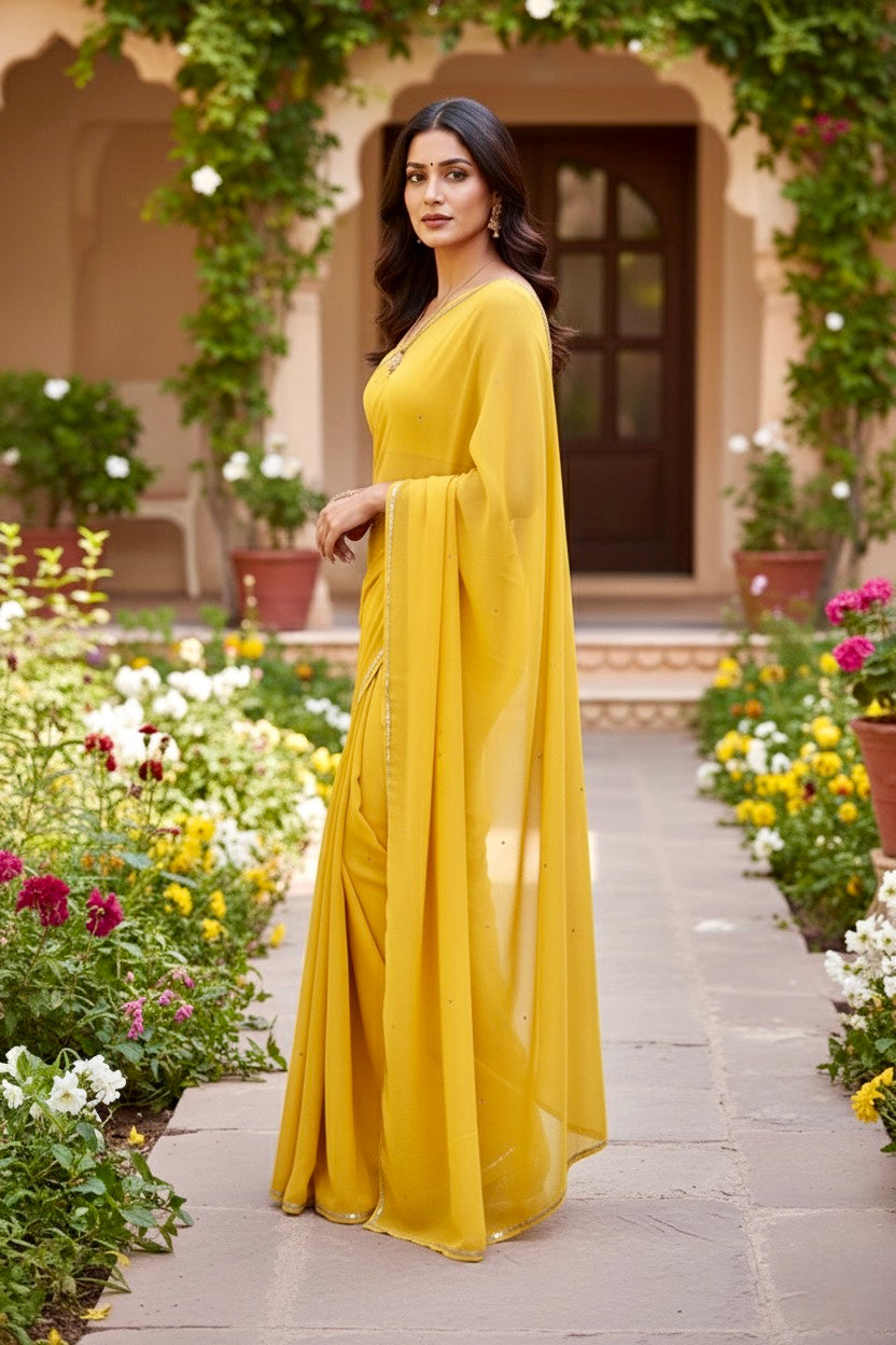 Shades of Yellow Sequins Spread & Border