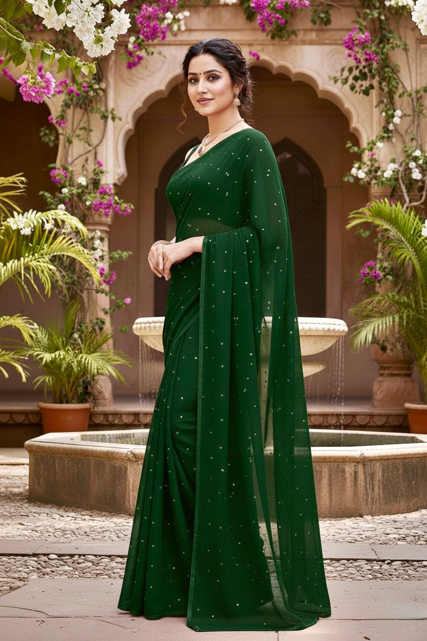 Shades of Green Sequins Spread