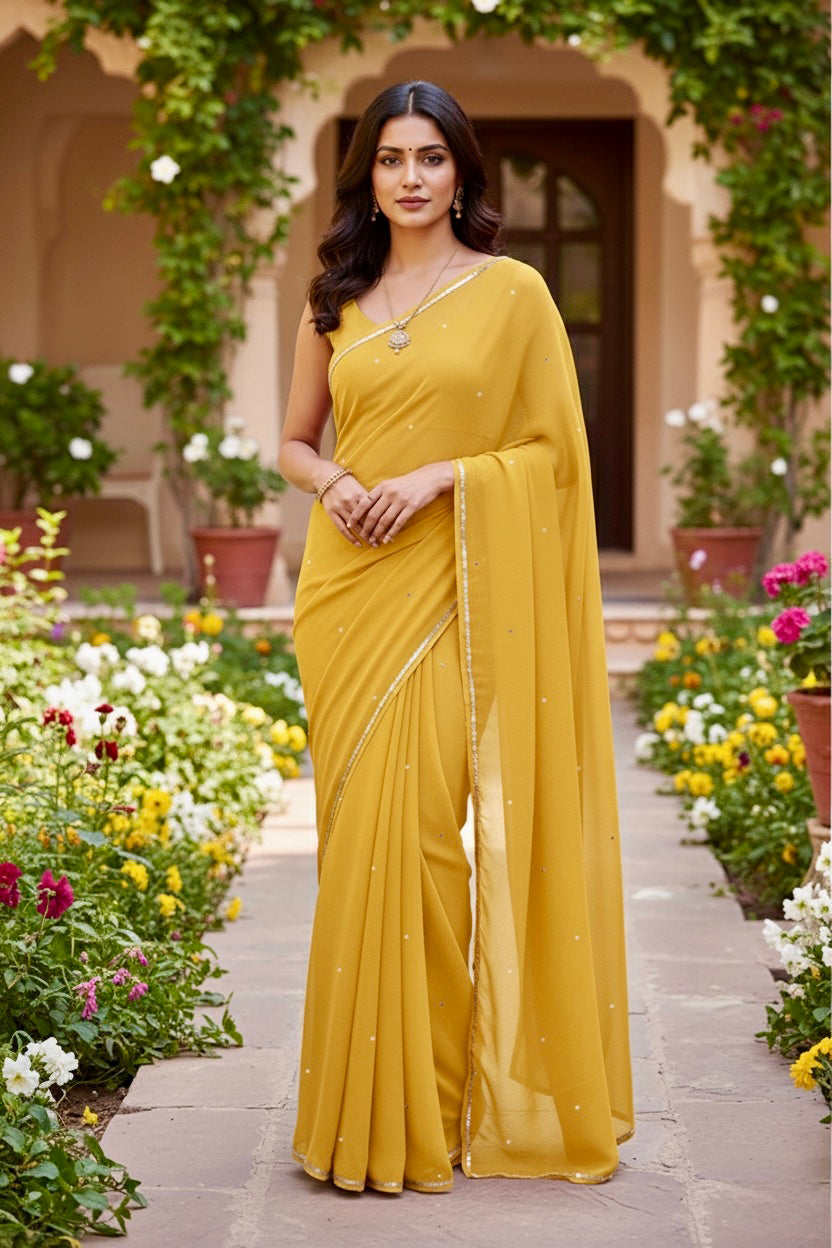 Shades of Yellow Sequins Spread & Border