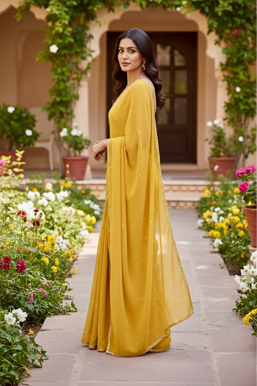 Shades of Yellow Sequins Spread & Border