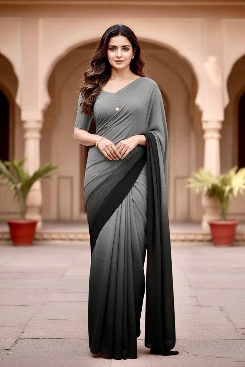 Gradient Mulberry Silk Chiffon Sarees