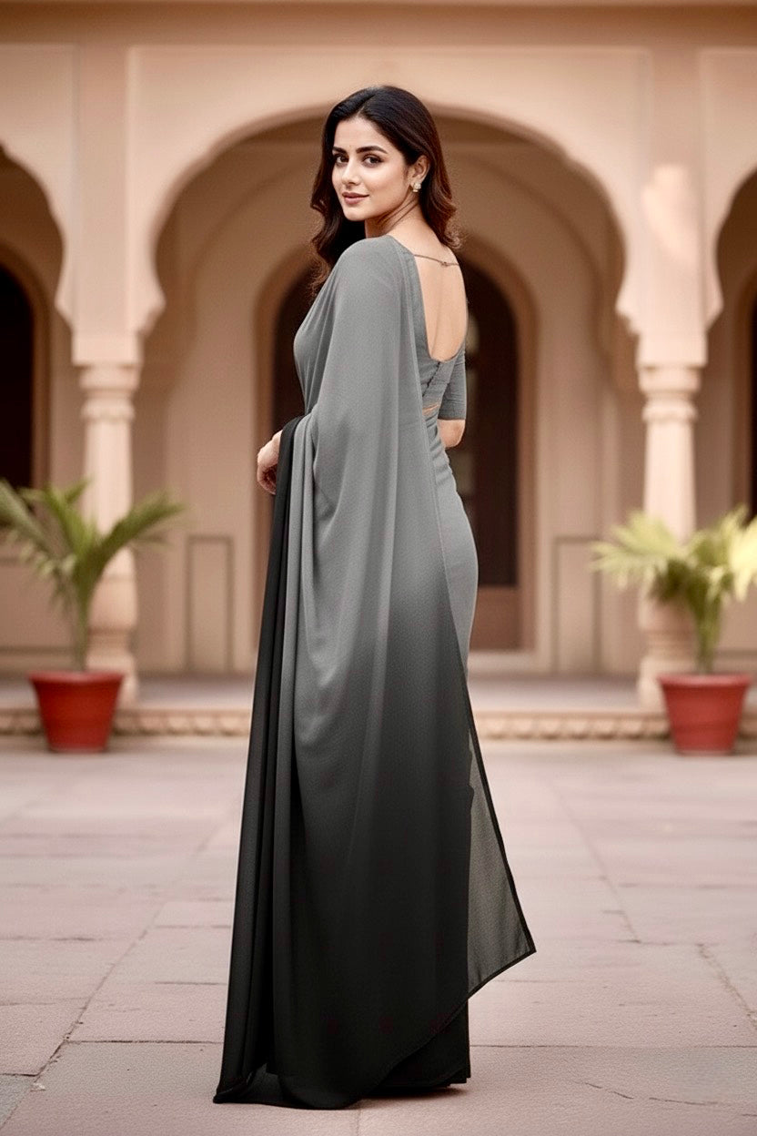 Gradient Mulberry Silk Chiffon Sarees