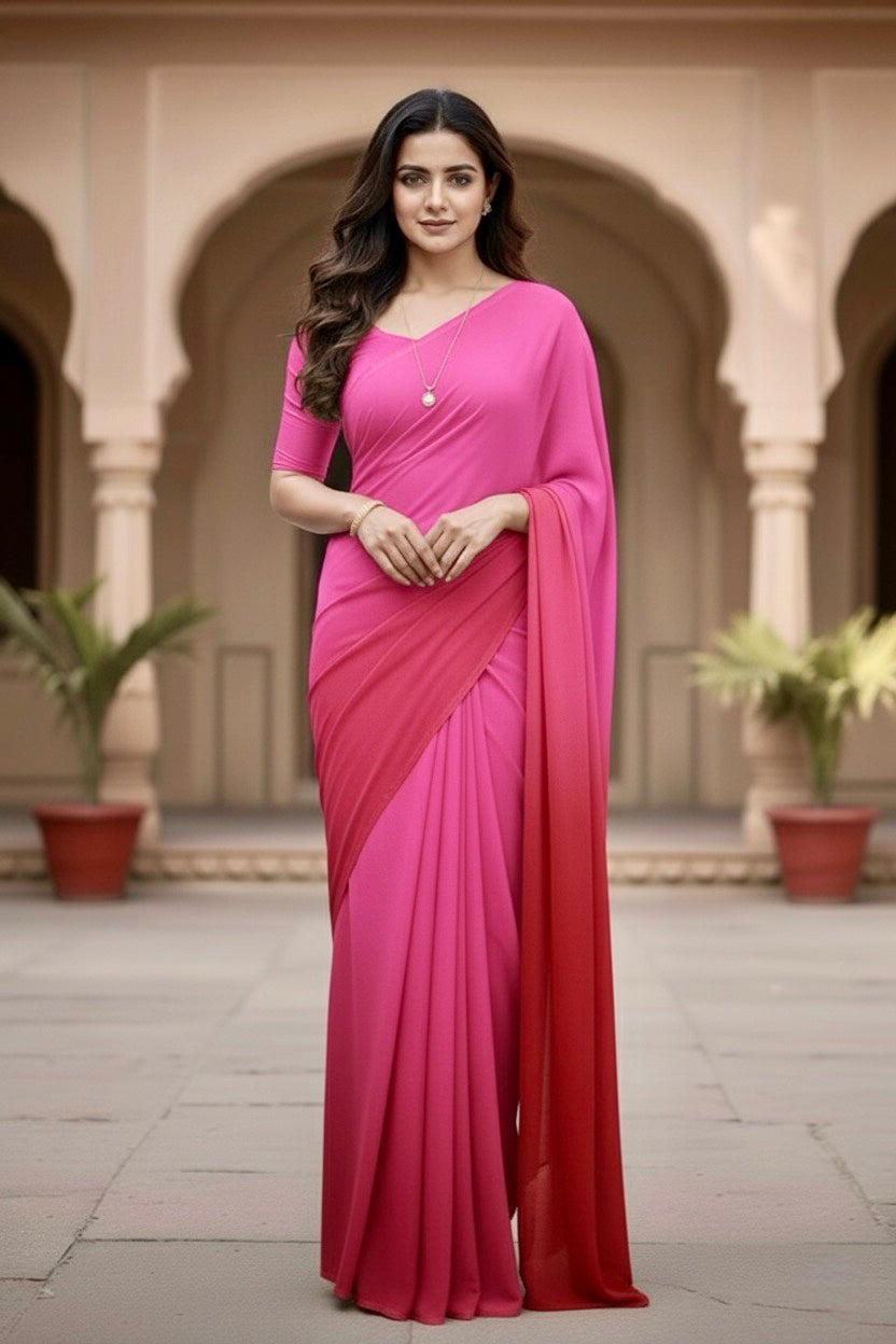 Gradient Mulberry Silk Chiffon Sarees