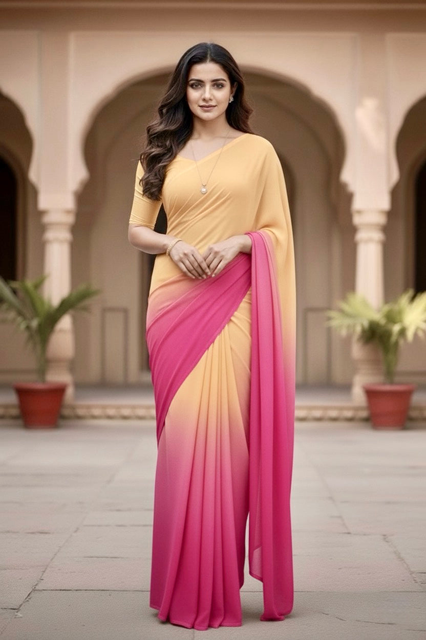 Gradient Mulberry Silk Chiffon Sarees