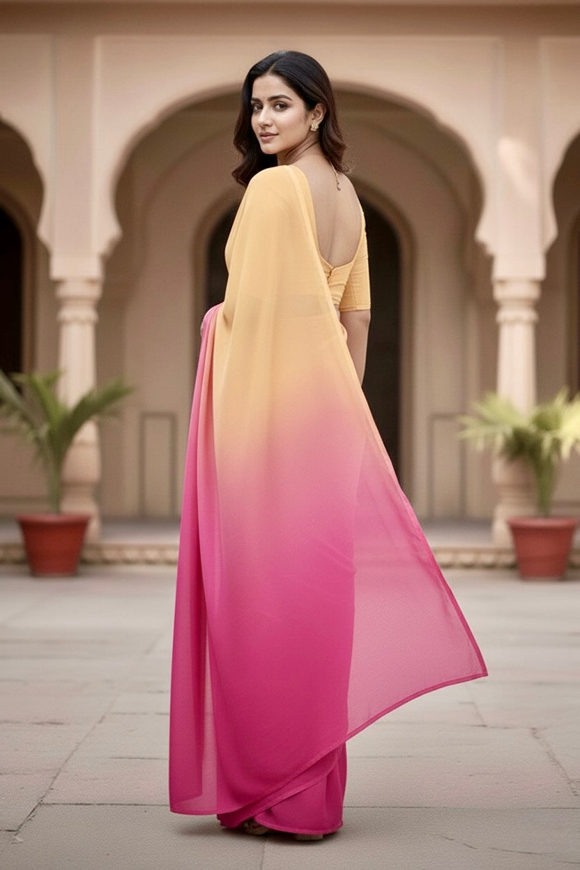 Gradient Mulberry Silk Chiffon Sarees