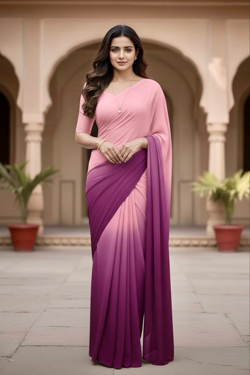 Gradient Mulberry Silk Chiffon Sarees