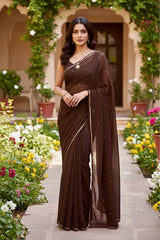 Shades of Brown Sequins Spread & Border
