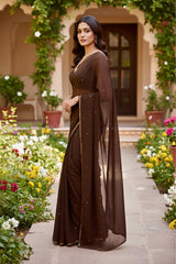 Shades of Brown Sequins Spread & Border
