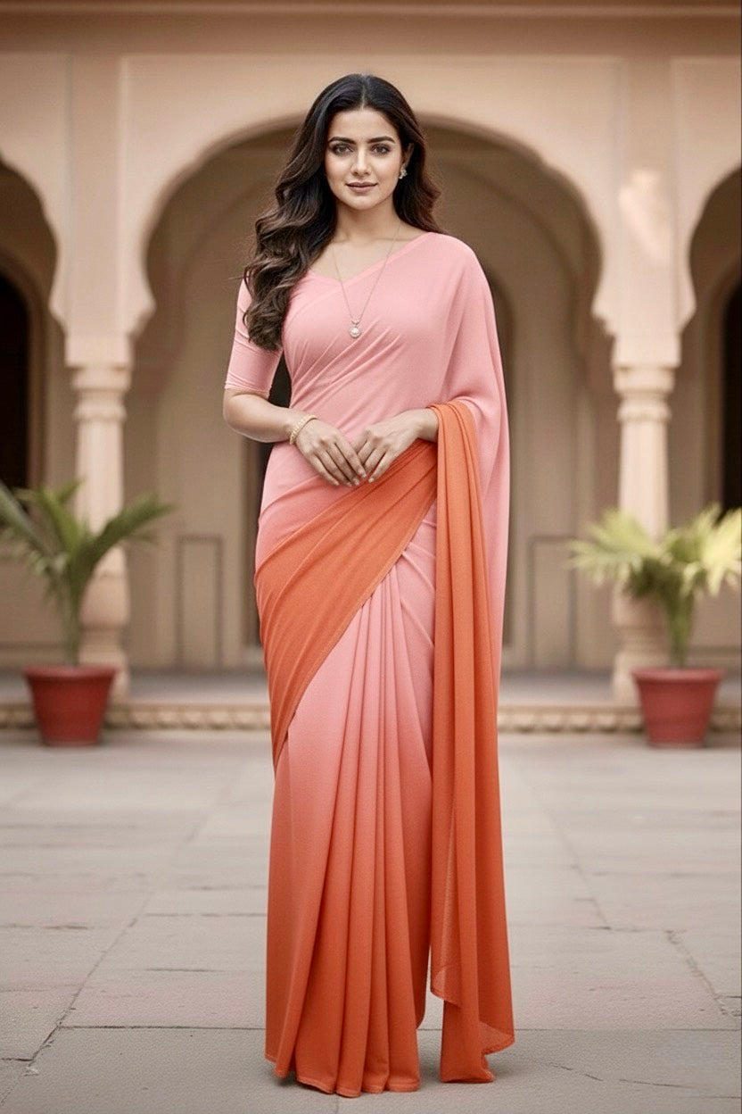 Gradient Mulberry Silk Chiffon Sarees