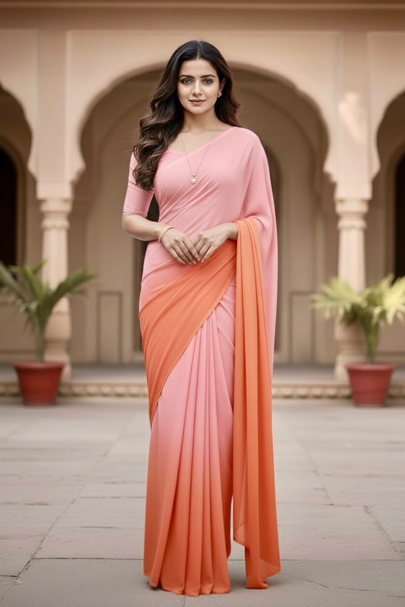 Gradient Mulberry Silk Chiffon Sarees
