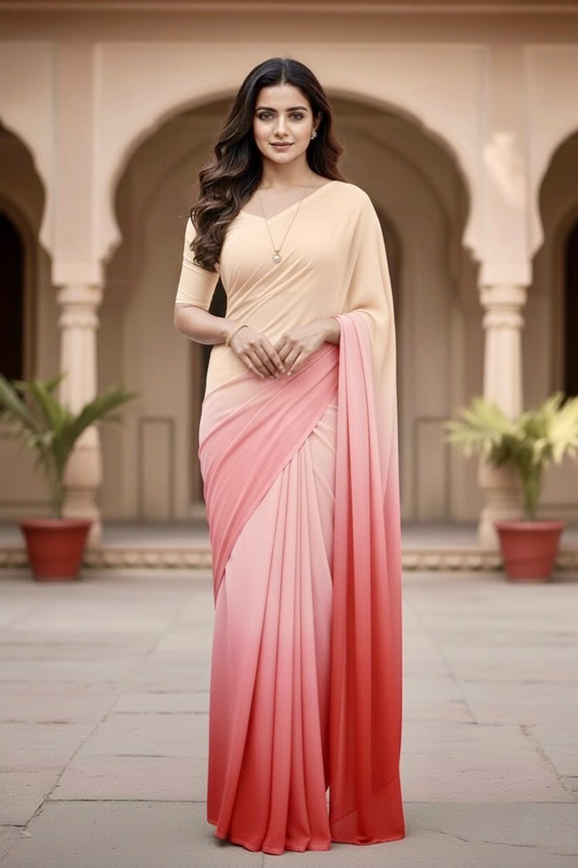 Gradient Mulberry Silk Chiffon Sarees