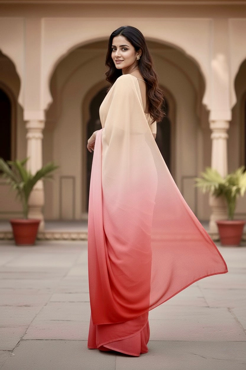 Gradient Mulberry Silk Chiffon Sarees