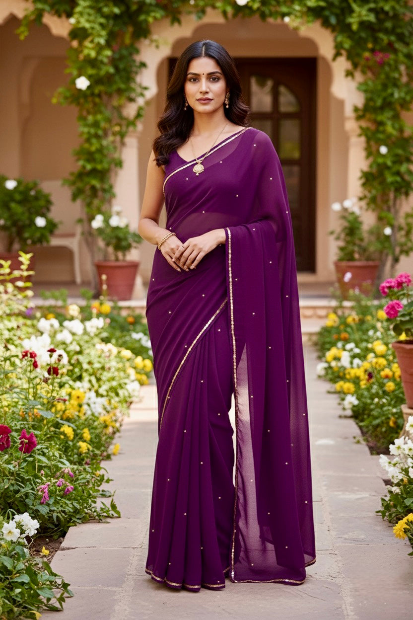 Shades of Purple Sequins Spread & Border