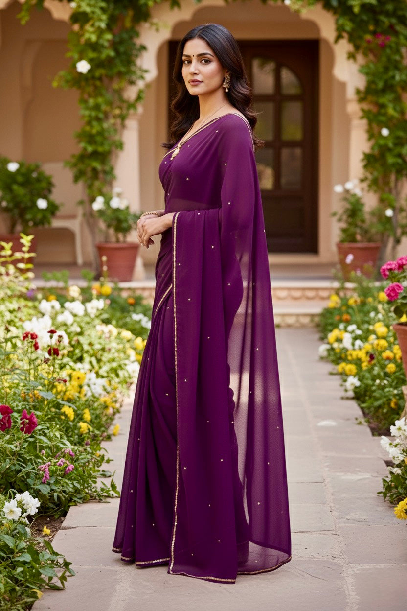 Shades of Purple Sequins Spread & Border