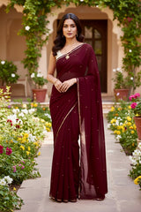 Shades of Red Sequins Spread & Border