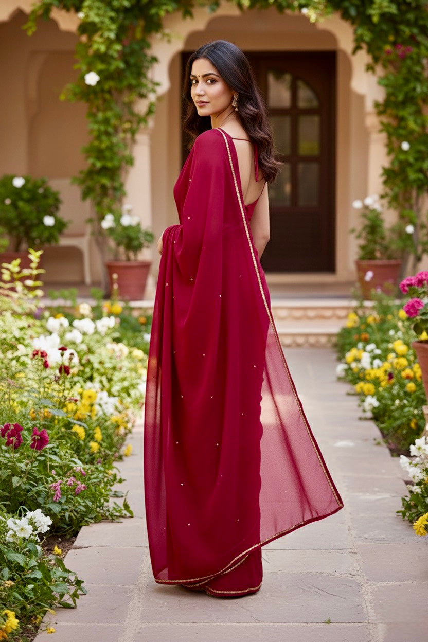 Shades of Red Sequins Spread & Border