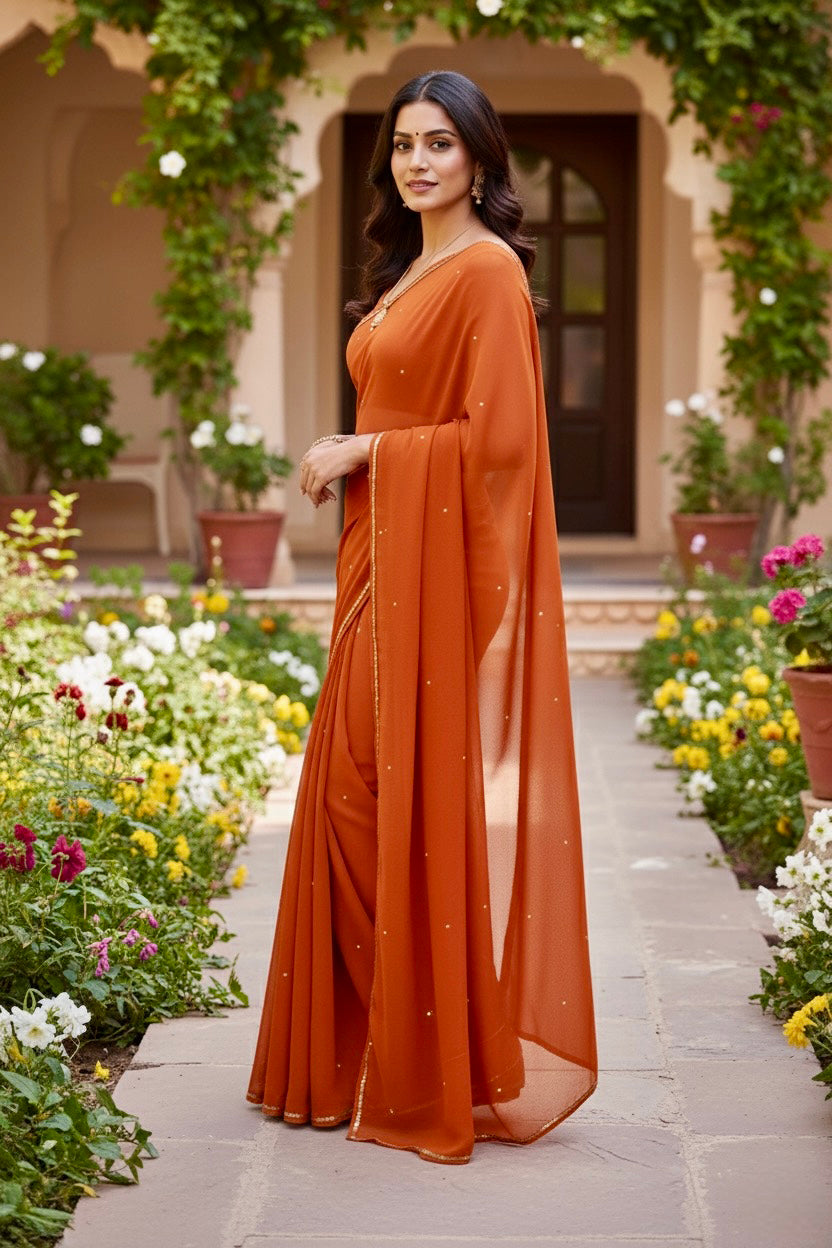 Shades of Orange Sequins Spread & Border