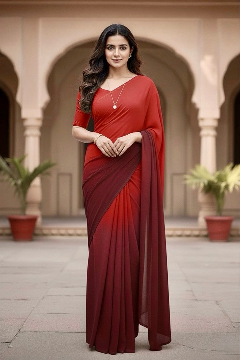 Gradient Mulberry Silk Chiffon Sarees