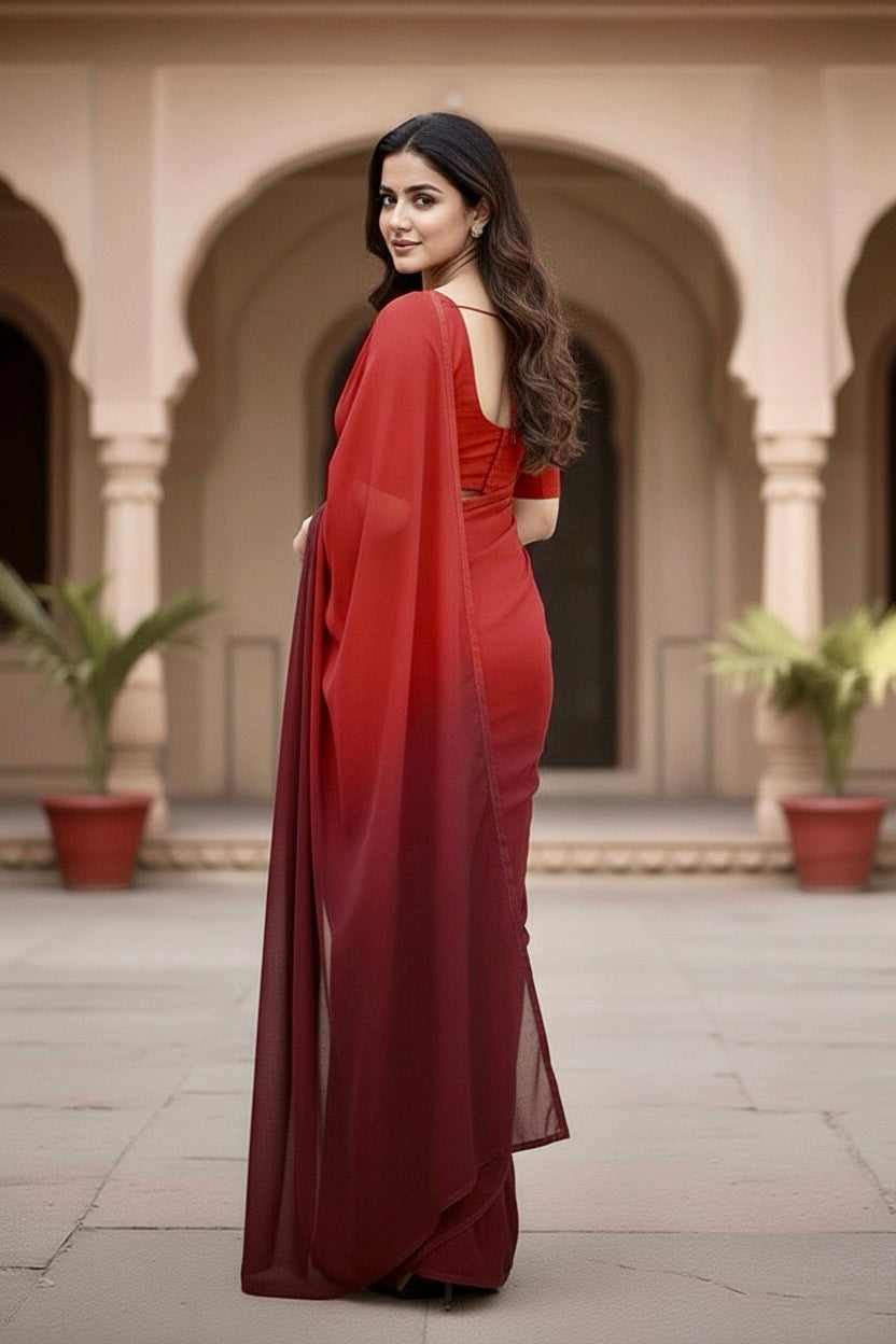 Gradient Mulberry Silk Chiffon Sarees