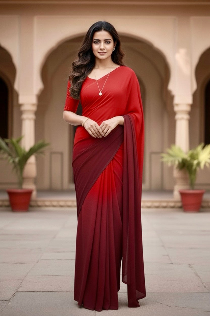 Gradient Mulberry Silk Chiffon Sarees