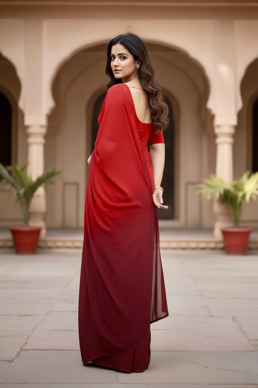 Gradient Mulberry Silk Chiffon Sarees