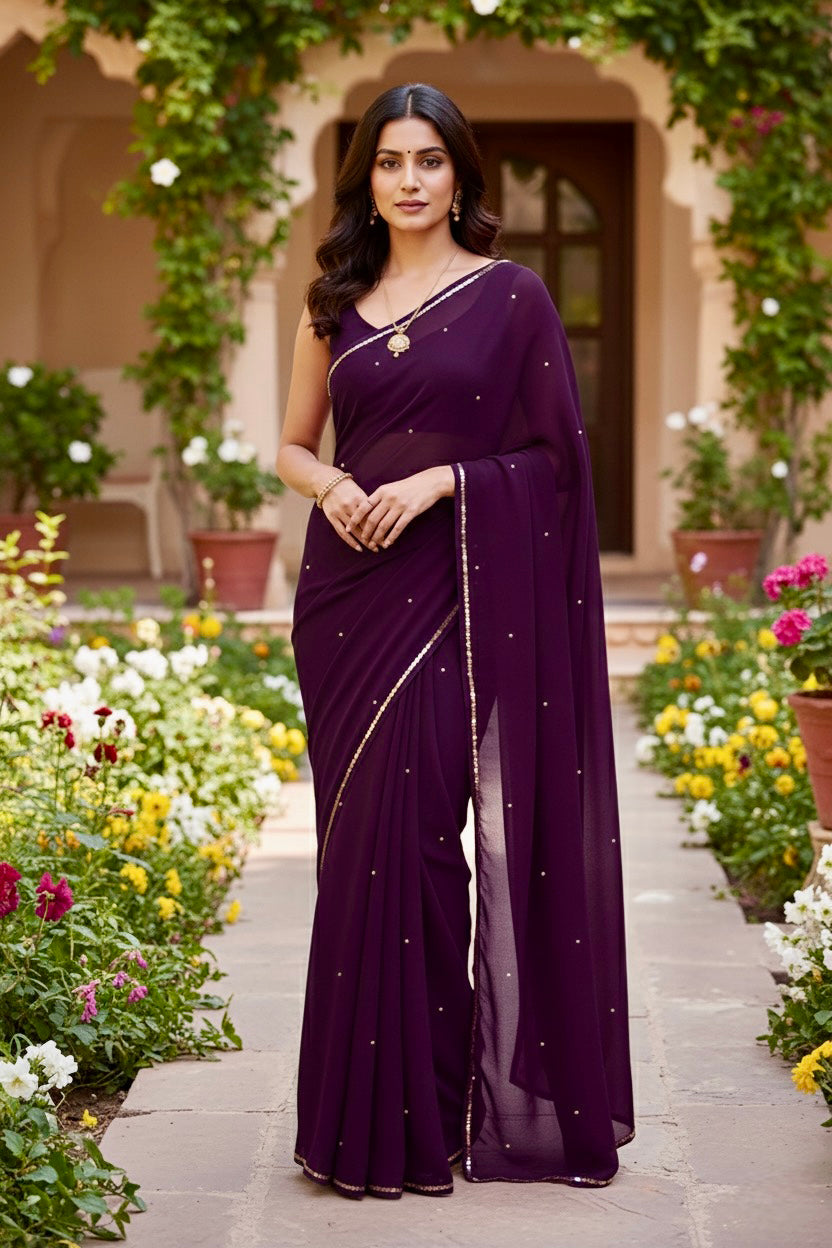 Shades of Purple Sequins Spread & Border