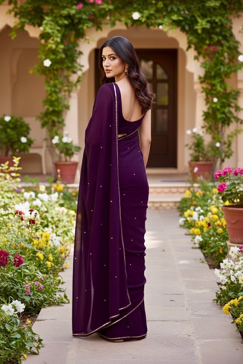 Shades of Purple Sequins Spread & Border