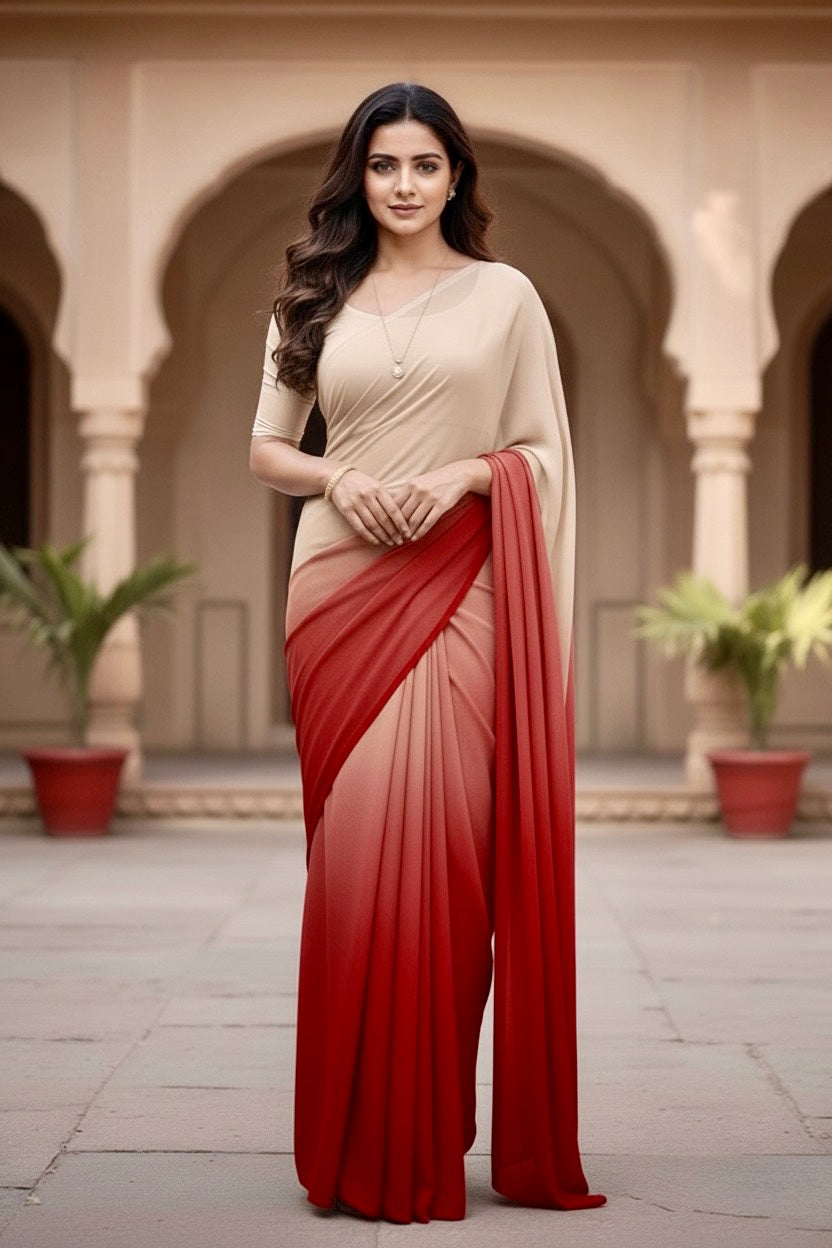 Gradient Mulberry Silk Chiffon Sarees