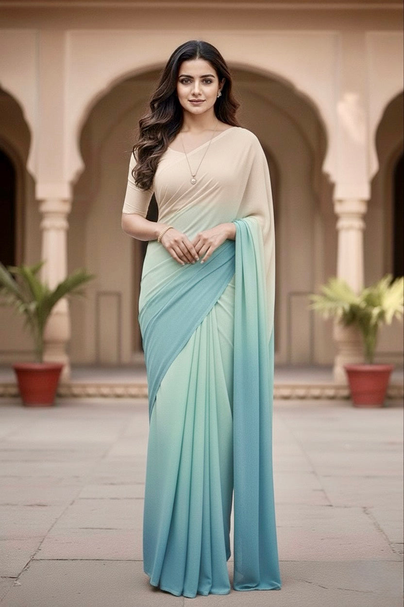 Gradient Mulberry Silk Chiffon Sarees