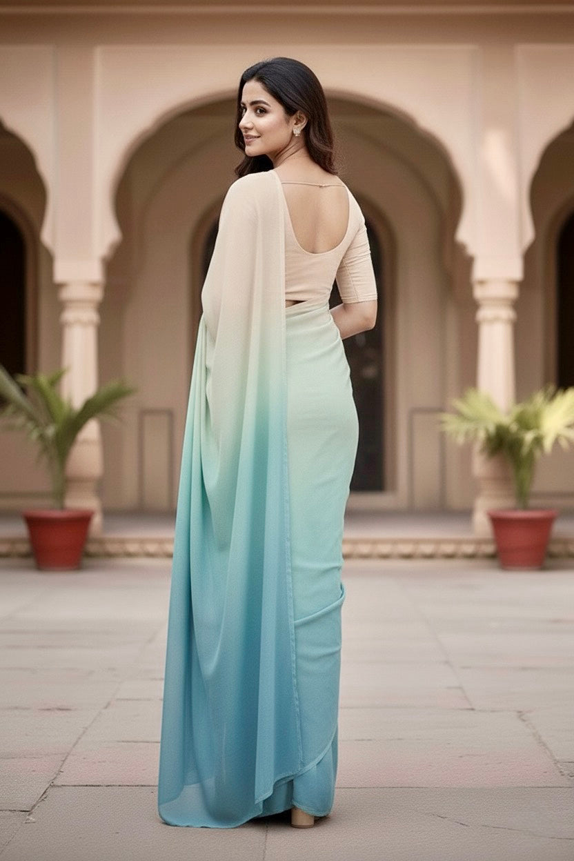 Gradient Mulberry Silk Chiffon Sarees