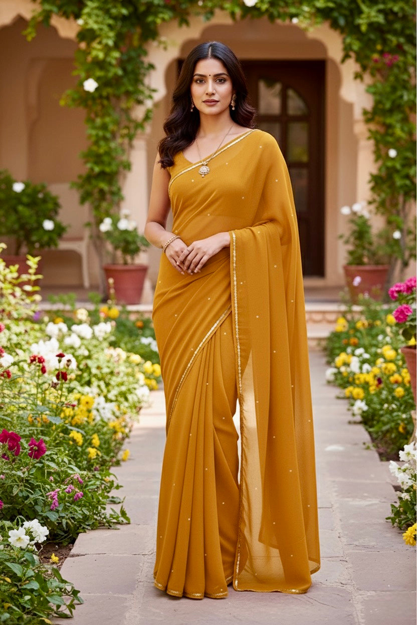Shades of Yellow Sequins Spread & Border