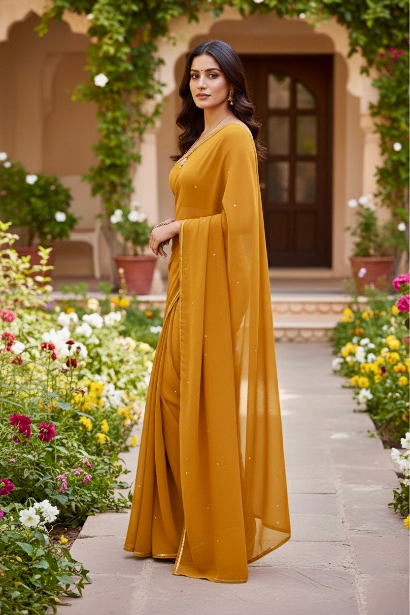 Shades of Yellow Sequins Spread & Border