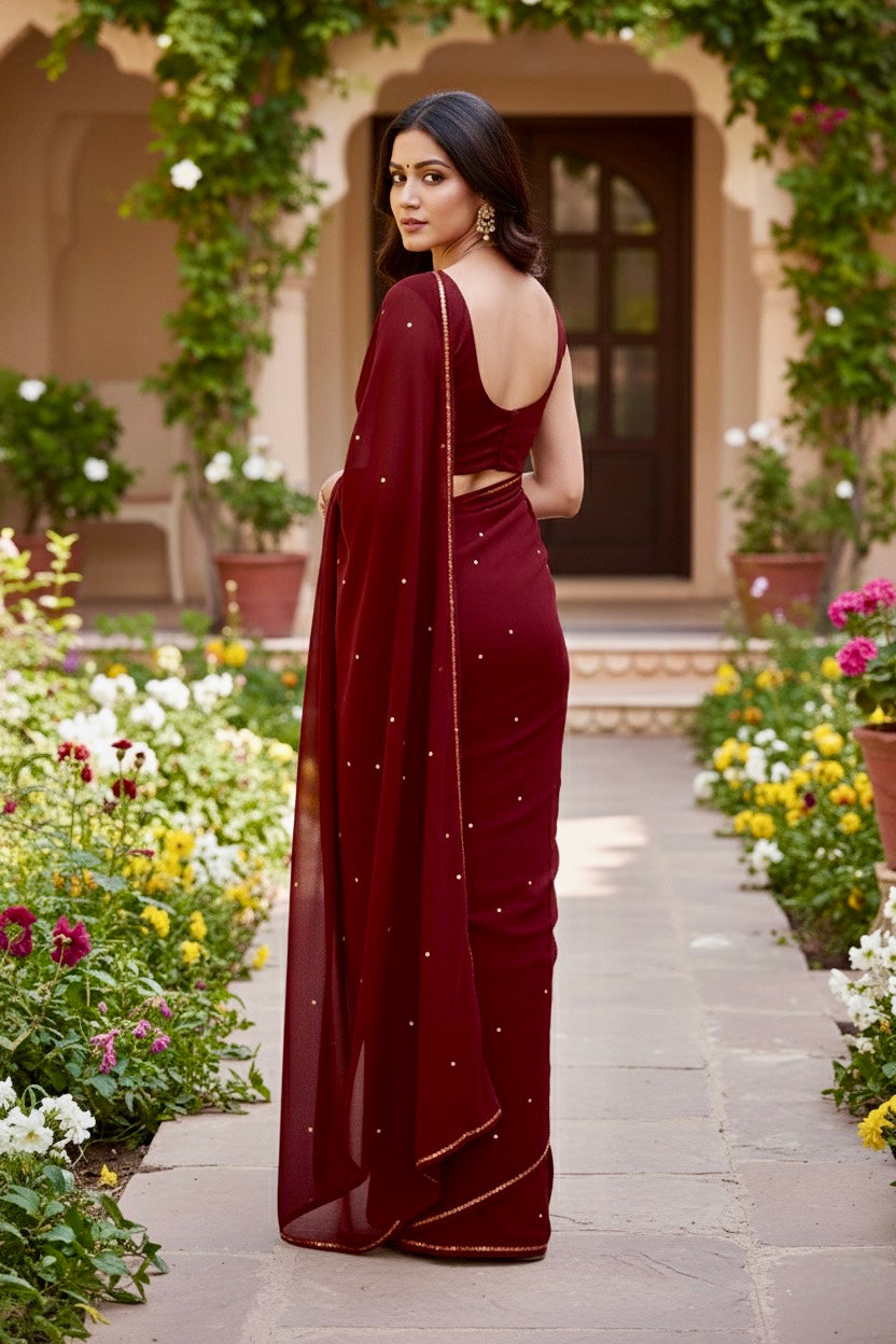 Shades of Red Sequins Spread & Border