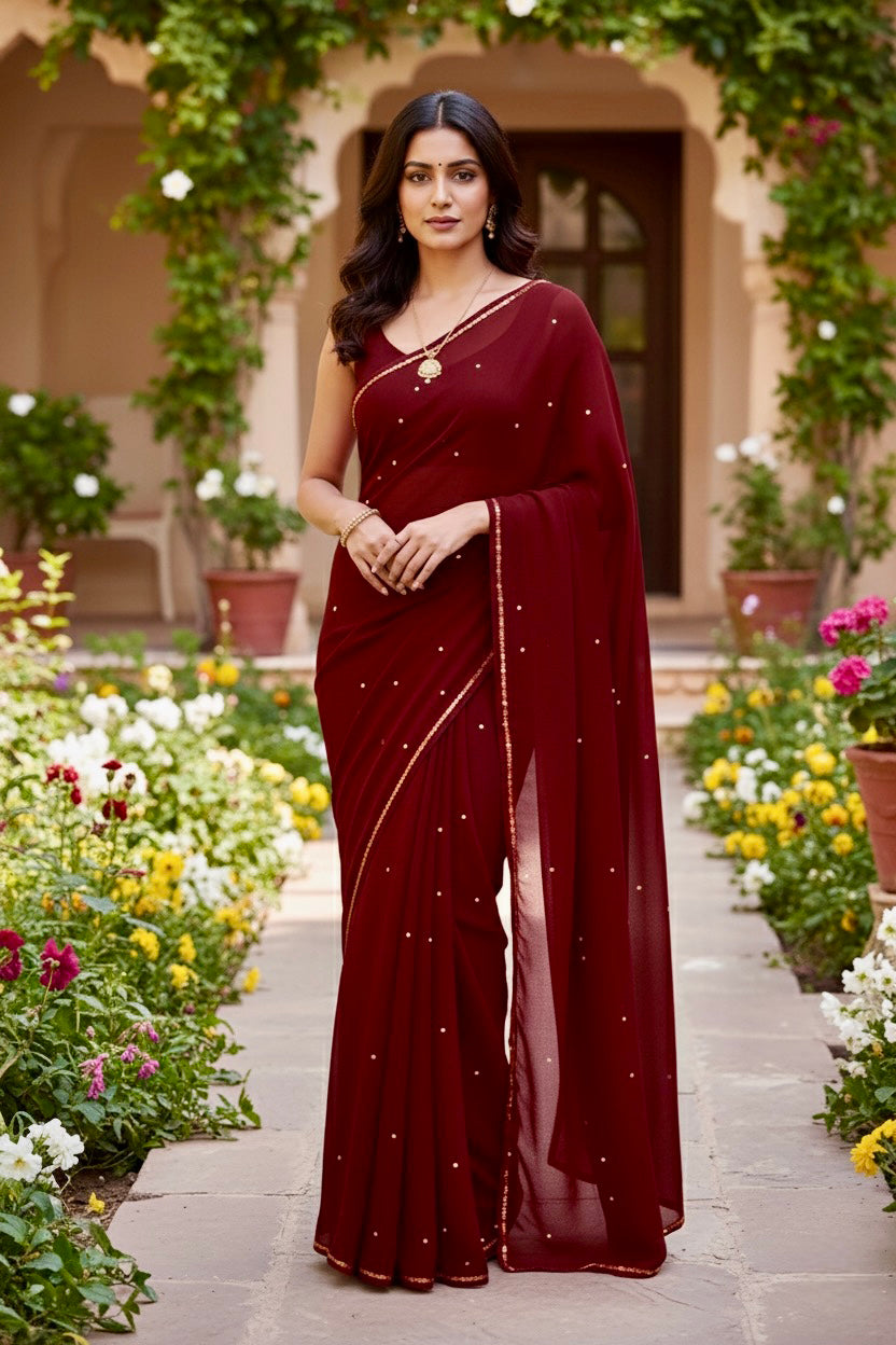 Shades of Red Sequins Spread & Border