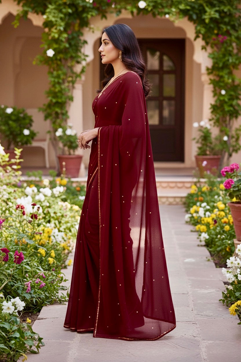 Shades of Red Sequins Spread & Border