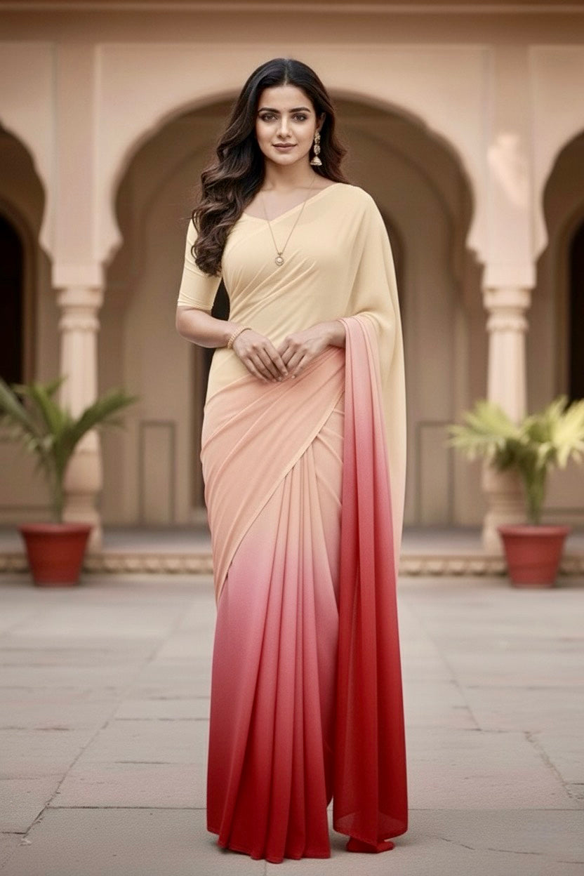 Gradient Mulberry Silk Chiffon Sarees