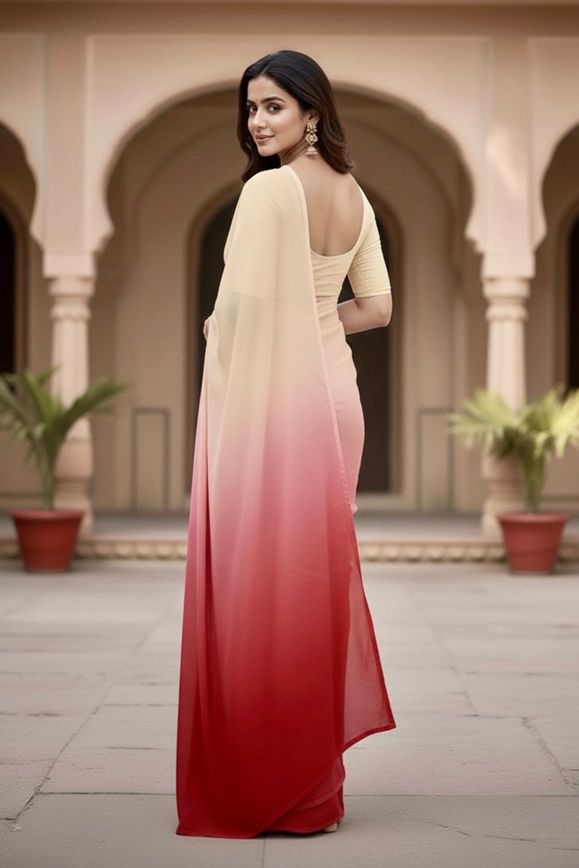 Gradient Mulberry Silk Chiffon Sarees