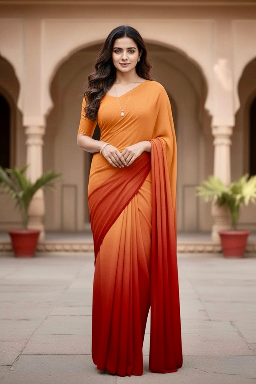 Gradient Mulberry Silk Chiffon Sarees