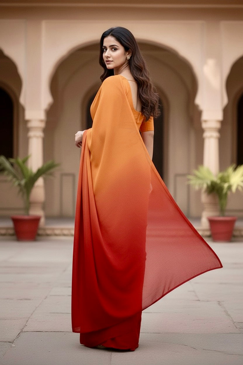 Gradient Mulberry Silk Chiffon Sarees