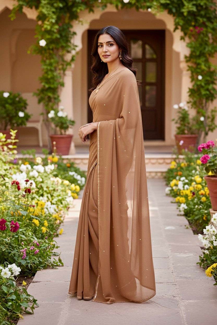 Shades of Brown Sequins Spread & Border