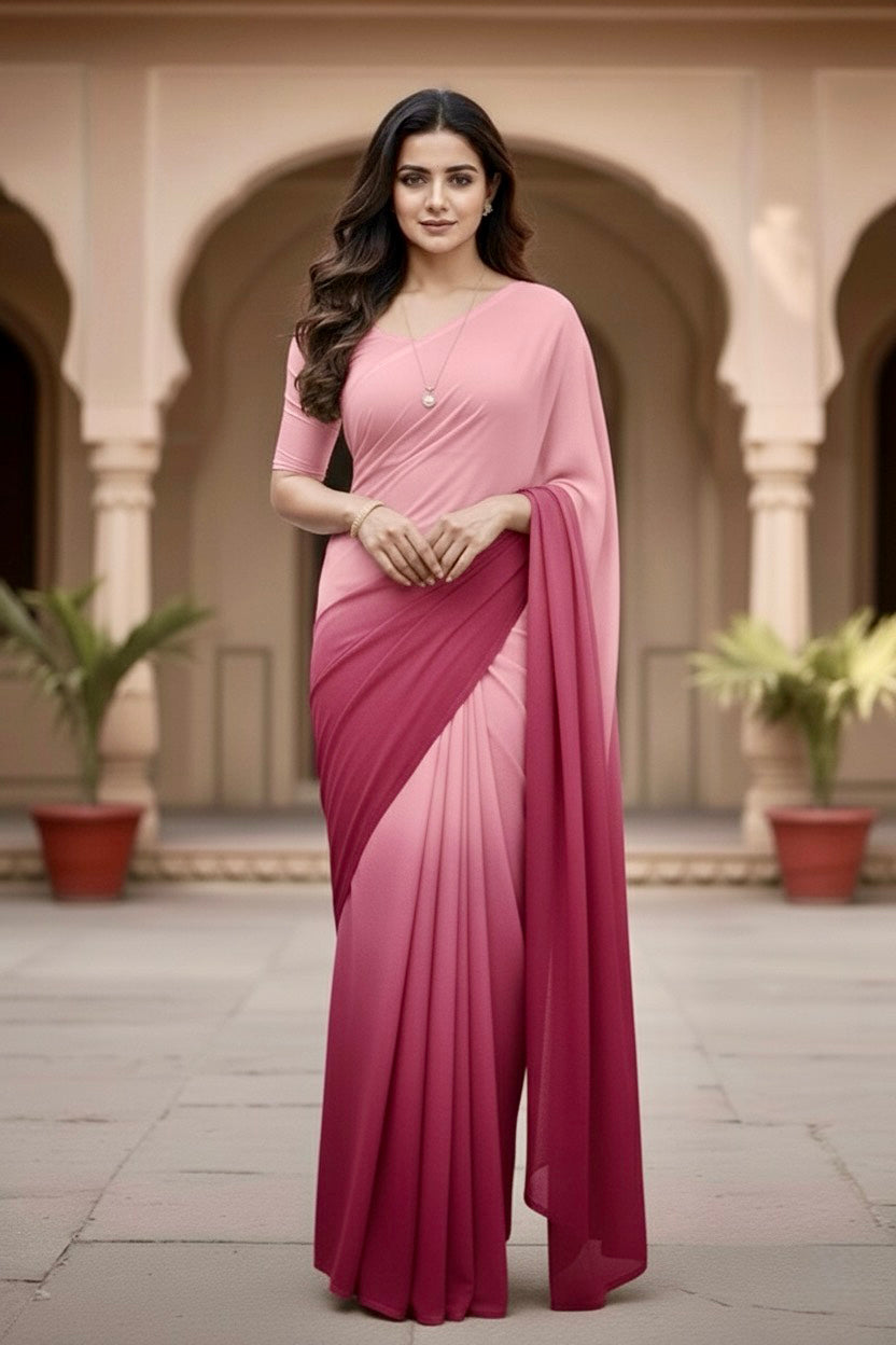 Gradient Mulberry Silk Chiffon Sarees
