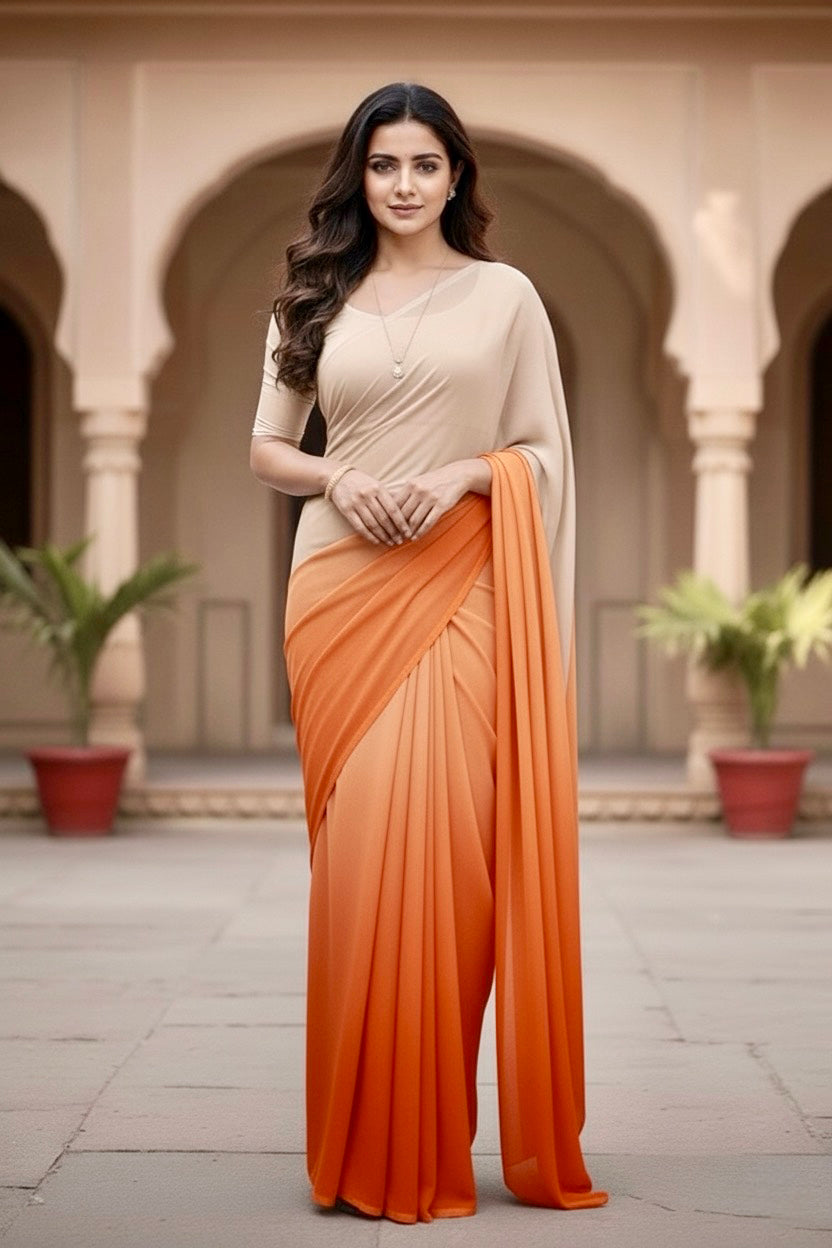 Gradient Mulberry Silk Chiffon Sarees
