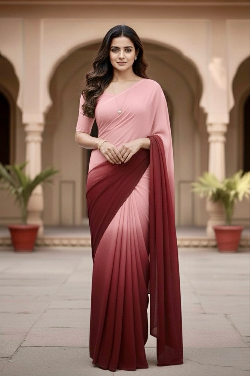 Gradient Mulberry Silk Chiffon Sarees