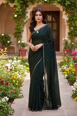 Shades of Green Sequins Spread & Border