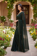 Shades of Green Sequins Spread & Border