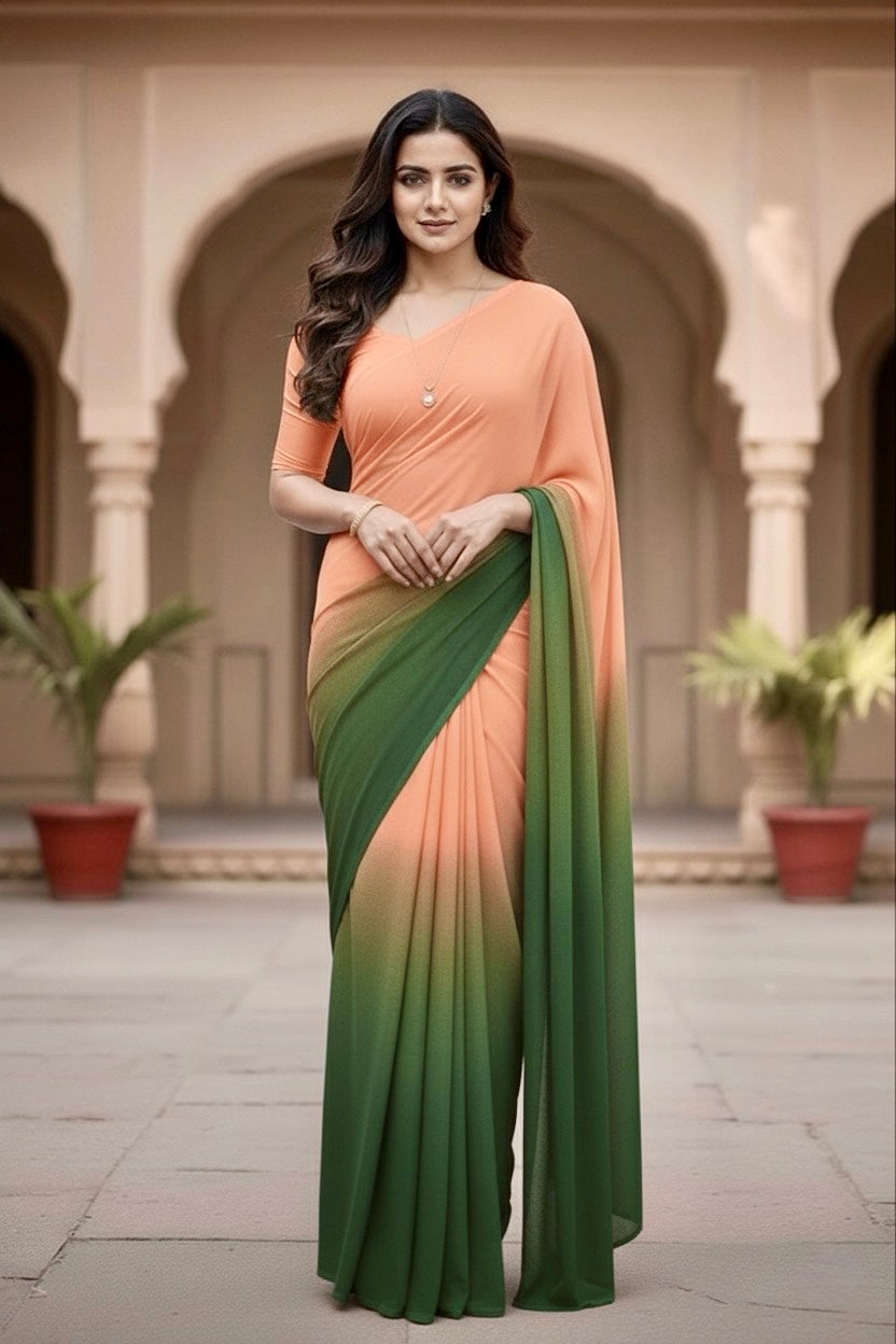 Gradient Mulberry Silk Chiffon Sarees
